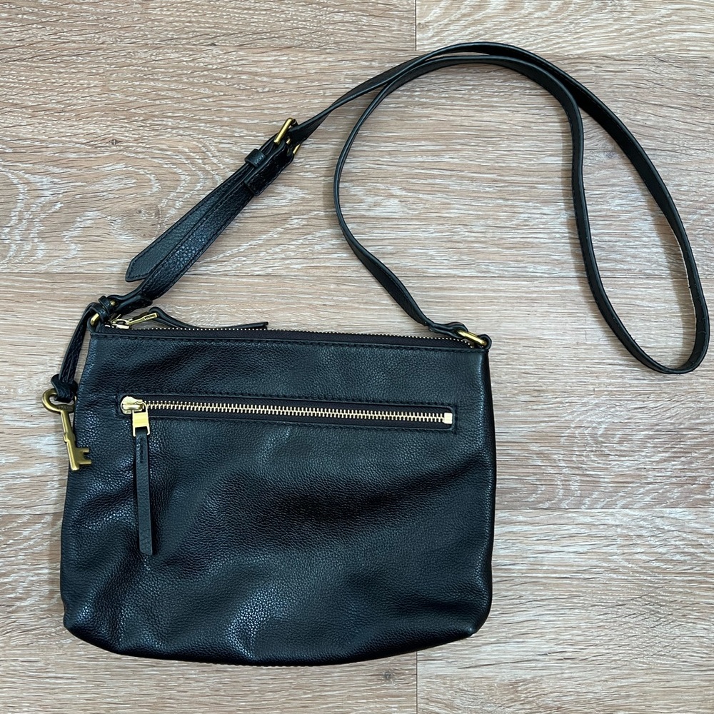 Fossil Black Crossbody Leather Bag